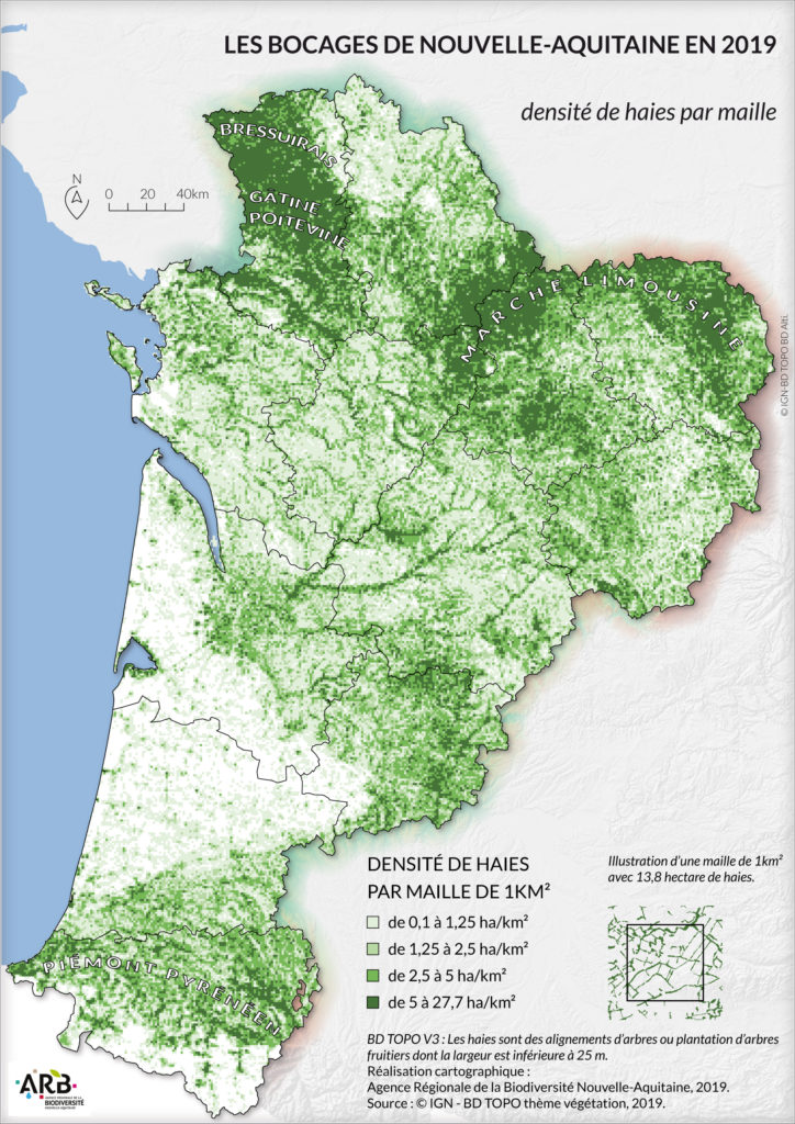 Carte Milieux bocagers Nouvelle Aquitaine