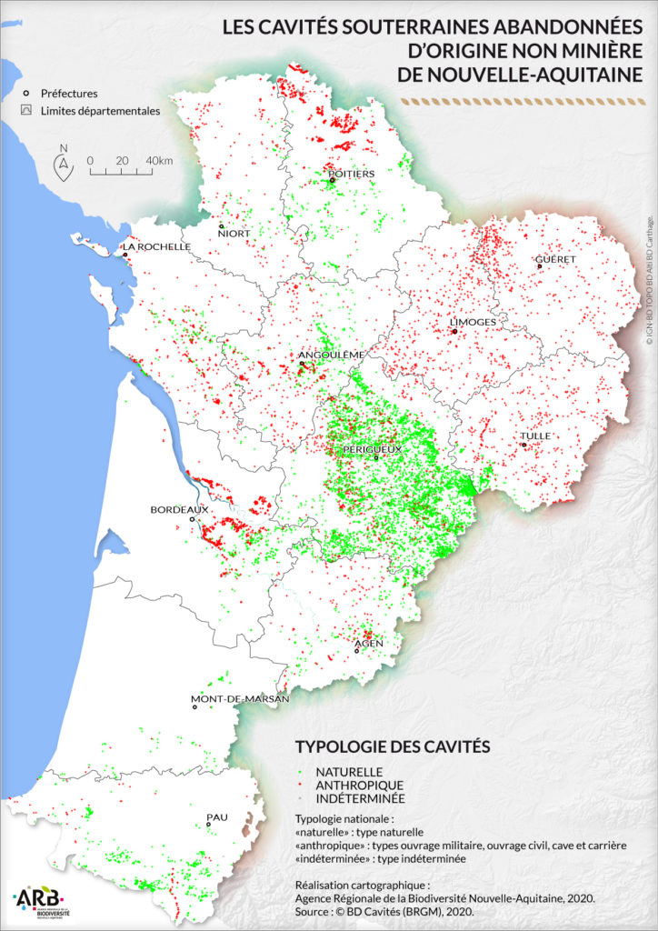 Carte Milieux souterrains Nouvelle Aquitaine