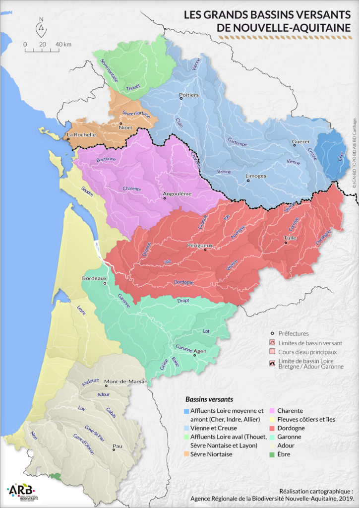 Carte Bassin versant et gestion intégrée Nouvelle Aquitaine