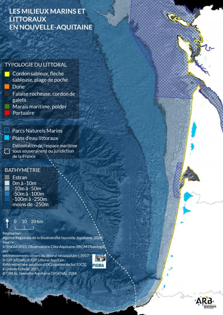 Carte Milieux littoraux Nouvelle Aquitaine